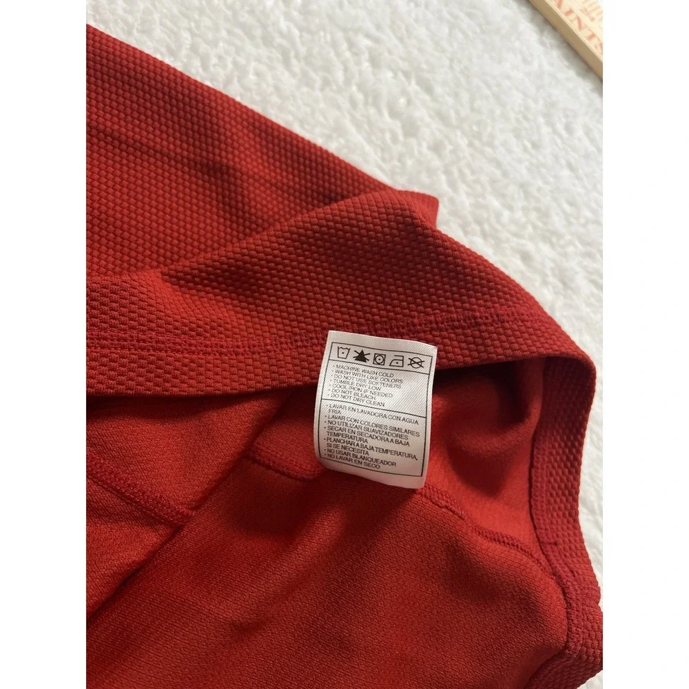 Nike‎ ACG Red Gray Colorblock Waffle Knit Quarter Zip Pullover Shirt Men's XL